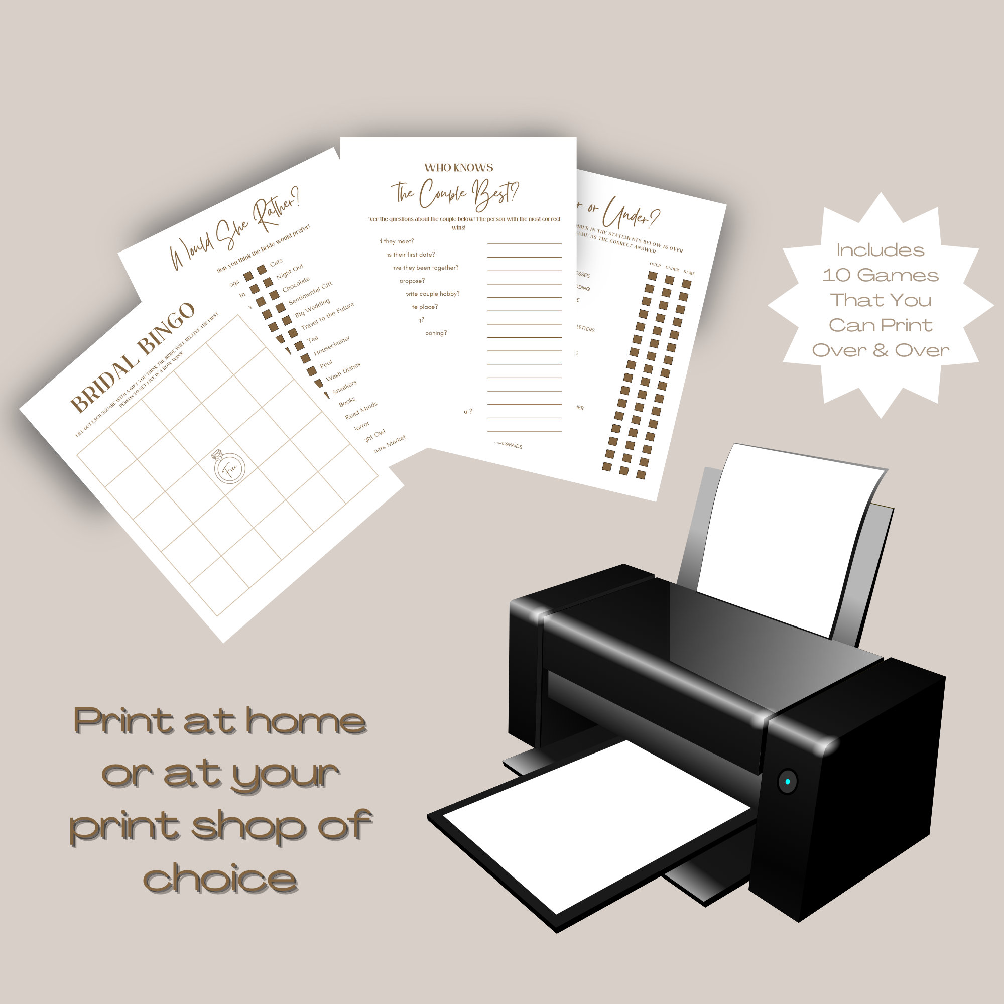 Printable Bridal Shower Games L Bridal Party L Fun Bridal Party Games L ...
