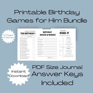 Geburtstags-Party-Spiele für Ihn l Party-Spiele für Männer l Party-Spiele zum Ausdrucken l Geburtstags-Spiele für Erwachsene l Party-Spiele-Bundle