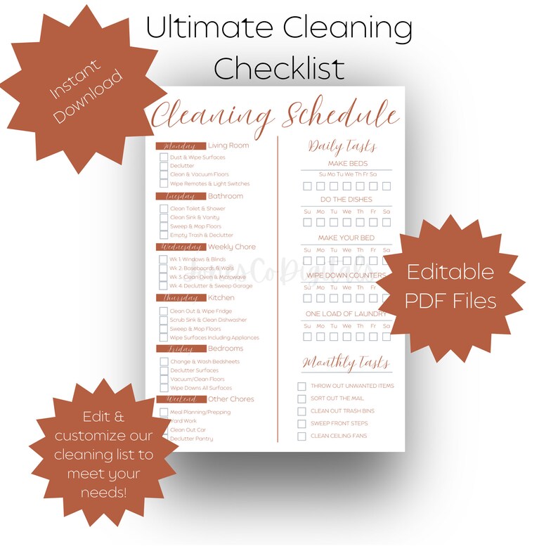 Ultimate Cleaning Checklist L Cleaning Schedule L Home Cleaning Guide L ...