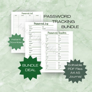 Password Tracker Bundle l Password Log l Password List l Password Tracker PDF l Password Manager l Password Book l Password Keeper