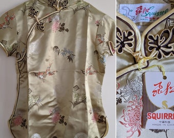 Cheongsam Shirt in XS Size 32 from &#39;SOLZ SQUIRREL&#39;, Traditional Gold with Florals Cheongsam Blouse, Chinese Ladies/Child&#39;s Shirt with Tags.