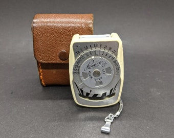 Horvex 2 Metrawatt A.G. Nurnberg, Exposure Meter and Leather Case, 1955 German Horvex Light Meter, Vintage Photographic Equipment.