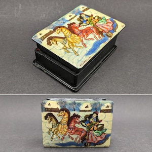 Vintage Russian Lacquer 'palekh' Troika Box by Fedoskino, Stunning