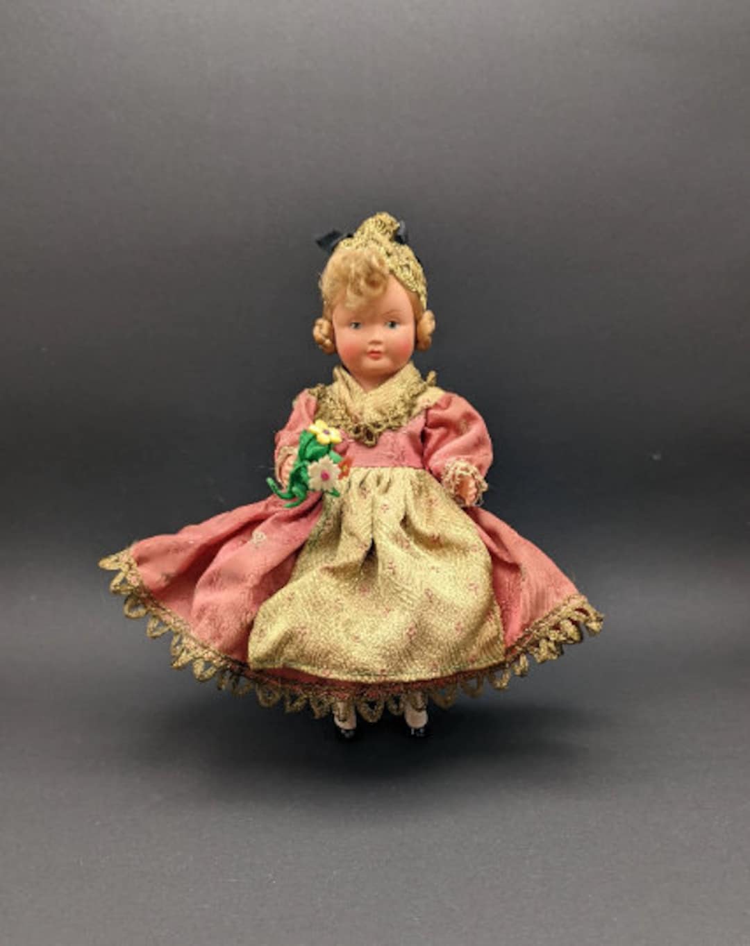 Grande Poupée Ancienne Petitcollin Celluloïd - Costume Régional Années 50 - 36cm