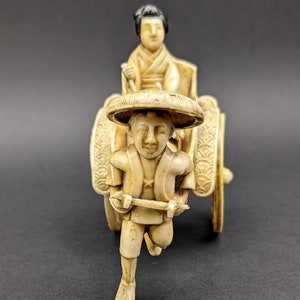 1930's Japanese Celluloid Rickshaw With Geisha and Mount Fuji Detail ...