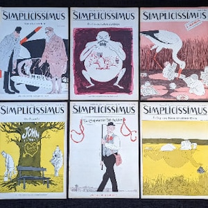 SIMPLICISSIMUS, 10 Exemplare Kultiges Satirisches Deutsches Magazin, Illustrierte Politische Satire 1963 März-Mai, Sammlerstück Pappicissimus Ephemera