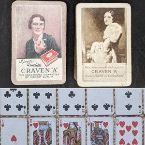 1920er 'Craven A' Zigaretten Full Deck Spielkarten x 2 Packungen, Art Deco 'Goodall & Son' und 'John Waddington' Werbespielkarten.