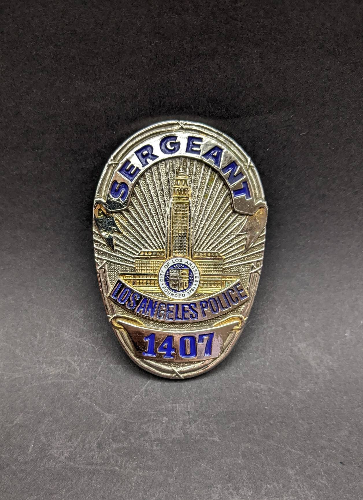 LAPD Sergeant's Badge Reproduction, Los Angeles Police Film Prop
