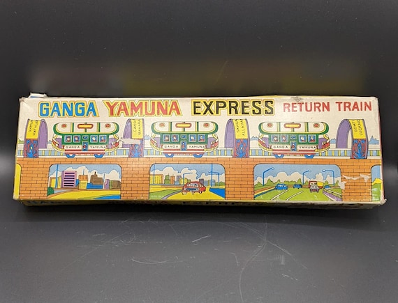 GANGA YAMUNA EXPRESS ブリキ製鉄道模型 1970's GANGA Yamuna Express Return Train Set From India, Tinplate