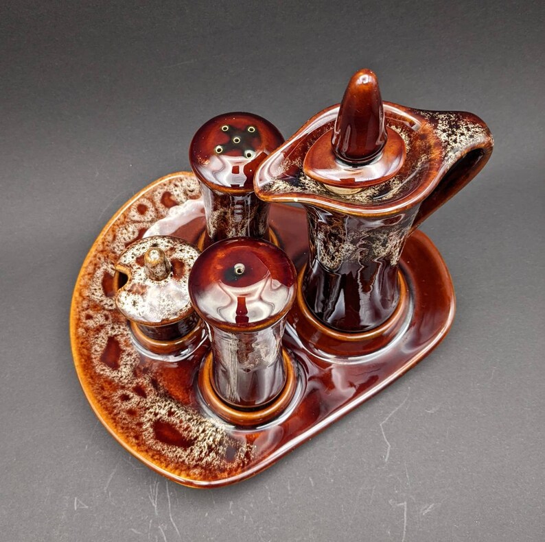 KERNEWEK GOONHAVERN Pottery Cruet Set Vintage Cornwall Drip Etsy UK