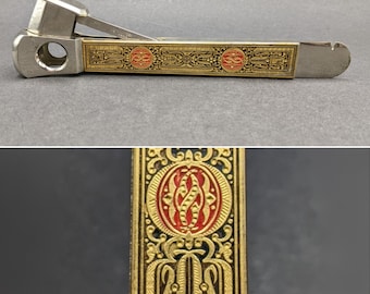 German PFEIRLING SOLINGEN Cigar Cutter in 'Toledo' Pattern 5650 Enamel and Chrome, Mid Century Tobacciana, Guillotine V-Cut Cigar Cutter.