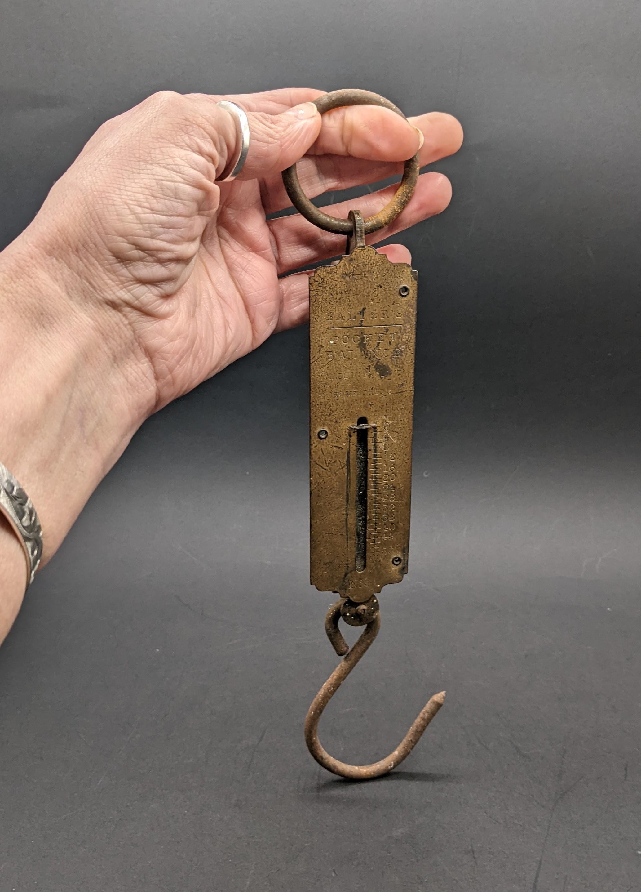 Vintage SALTER Hanging Scales X 3, Made in England Brass and Metal