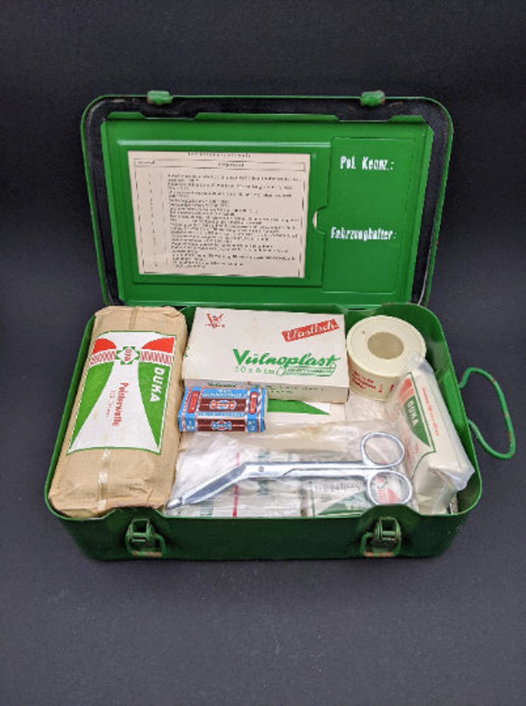 Buy 1963 German First Aid Kit for Car With Contents, Metal First Aid Box  Kraftwagen, Vintage Medical Box and Supplies, Historical Film Prop. Online  in India 