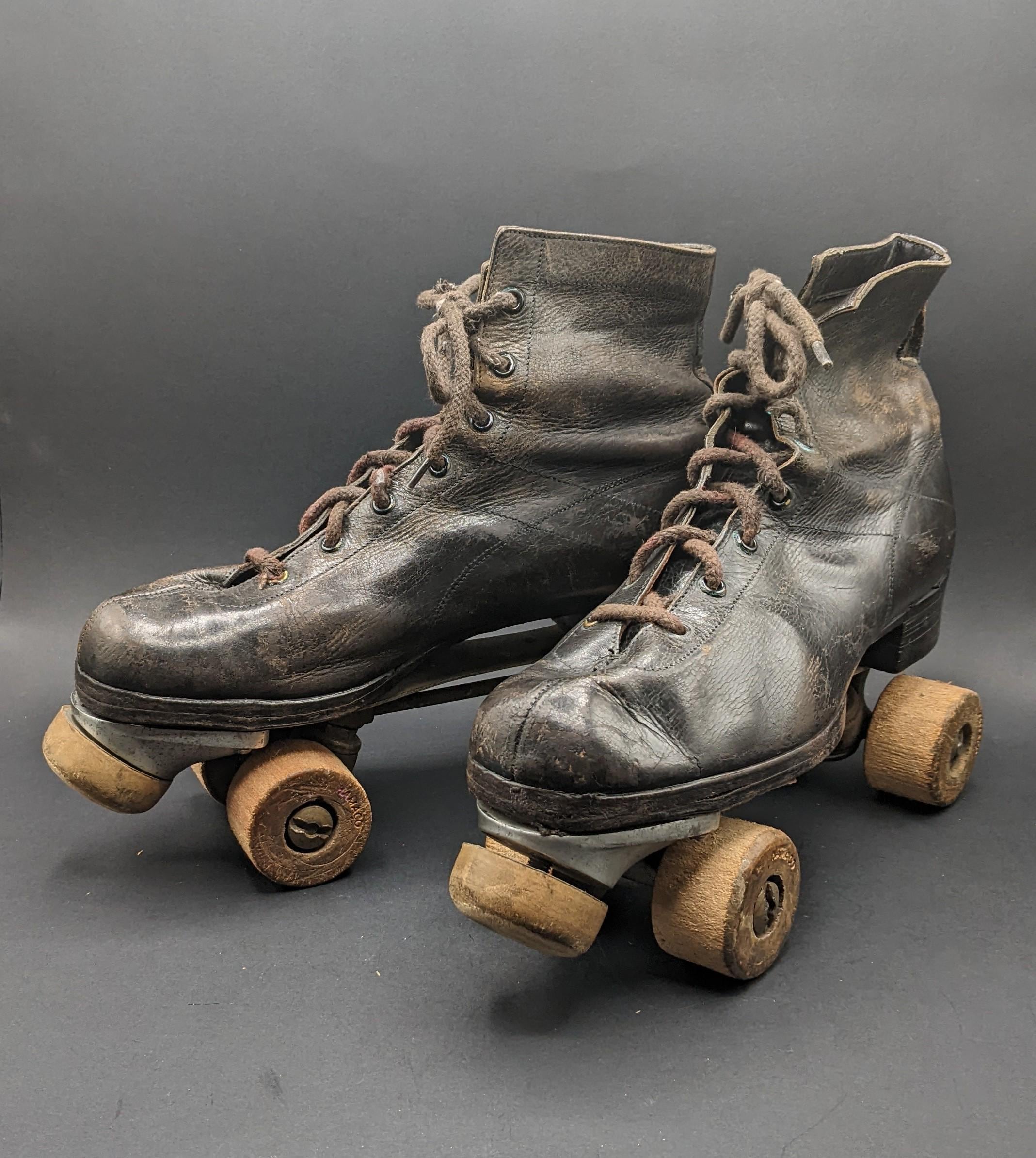 1940's HOTSPUR/HAMACO Wooden and Leather Roller Skates, Vintage