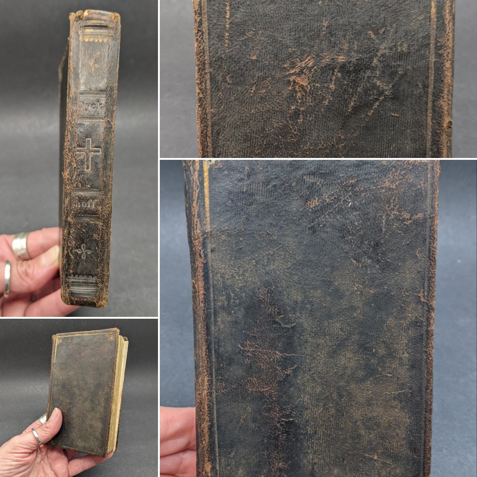 19世紀ドイツの宗教書、2冊のアンティーク祈祷書/宗教書、革装本、1800