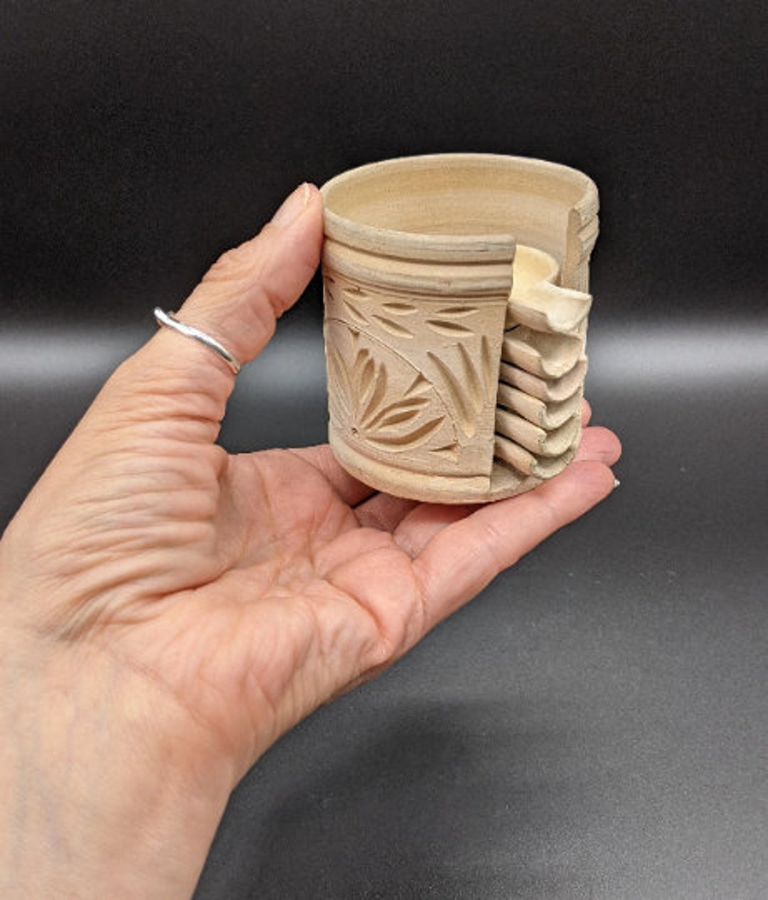 Pottery Stacking Ashtray Set Folk Art Mini Ashtrays Ceramic Etsy