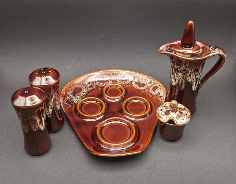 KERNEWEK GOONHAVERN Pottery Cruet Set Vintage Cornwall Drip Etsy UK