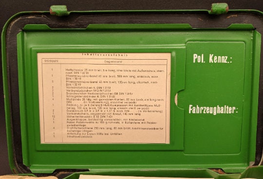 First aid kit Kraftwagen Verbandkasten Germany 1963