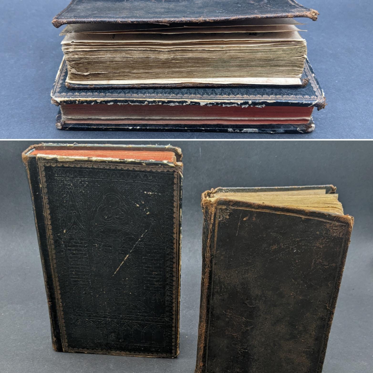 アンティーク　洋書　祈祷書　2冊 19世紀ドイツの宗教書、2冊のアンティーク祈祷書/宗教書、革装本、1800