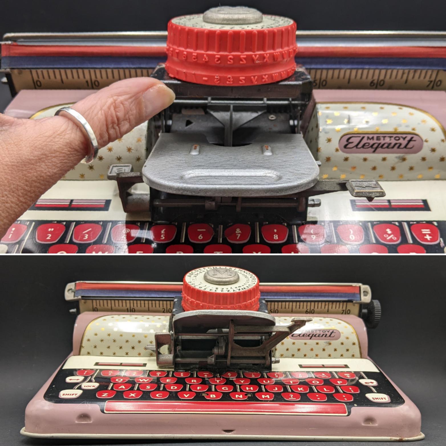 1960 年代の METTOY ELEGANT ブリキ製おもちゃタイプライター No. 4319