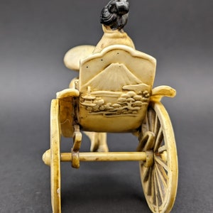 1930's Japanese Celluloid Rickshaw With Geisha and Mount Fuji Detail ...