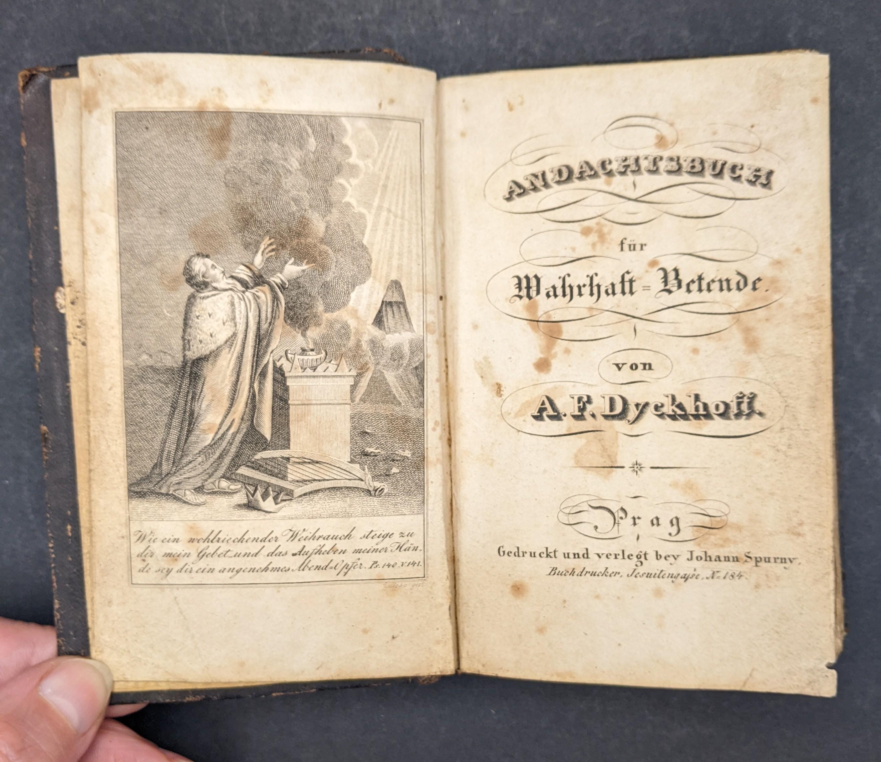 19世紀ドイツの宗教書、2冊のアンティーク祈祷書/宗教書、革装本、1800