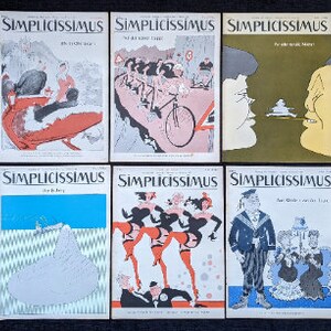 SIMPLICISSIMUS, 10 copias, revista satírica alemana emblemática, sátira política ilustrada, enero-marzo de 1963, efímera coleccionable de Simplicissimus