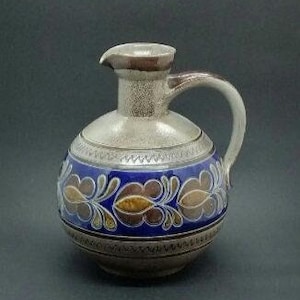 Jarrón alemán grande con glaseado de sal, cántaro Westerwald Handarbeit, jarra alemana grande de gres, cerámica Reinhold Merkelbach.