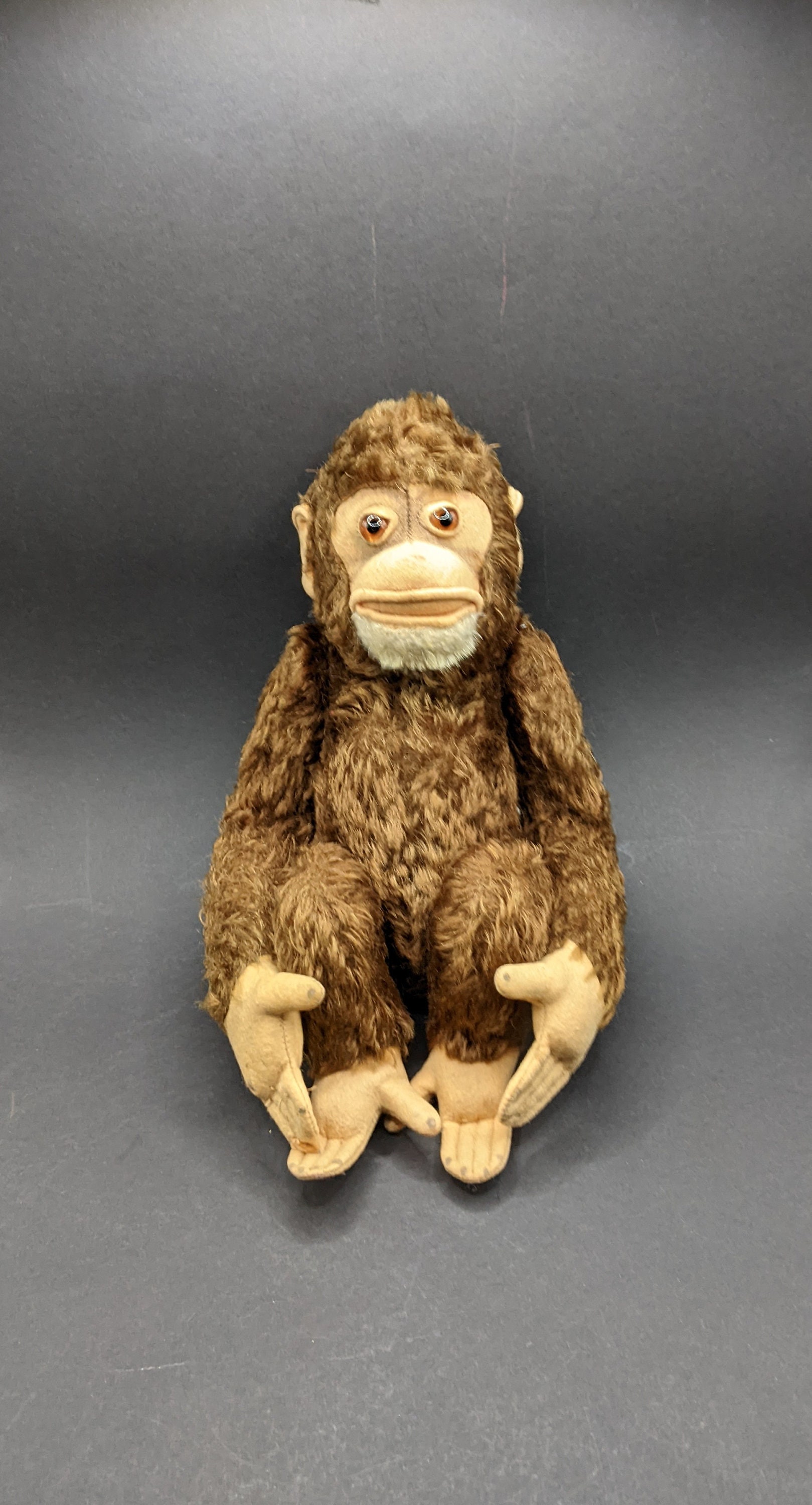 STEIFF JOCKO Monkey, 1950's German Sitting Mohair Chimpanzee STEIFF JOCKO Monkey, 1950's German Sitting Mohair Chimpanzee
