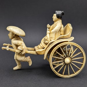 1930's Japanese Celluloid Rickshaw With Geisha and Mount Fuji Detail ...