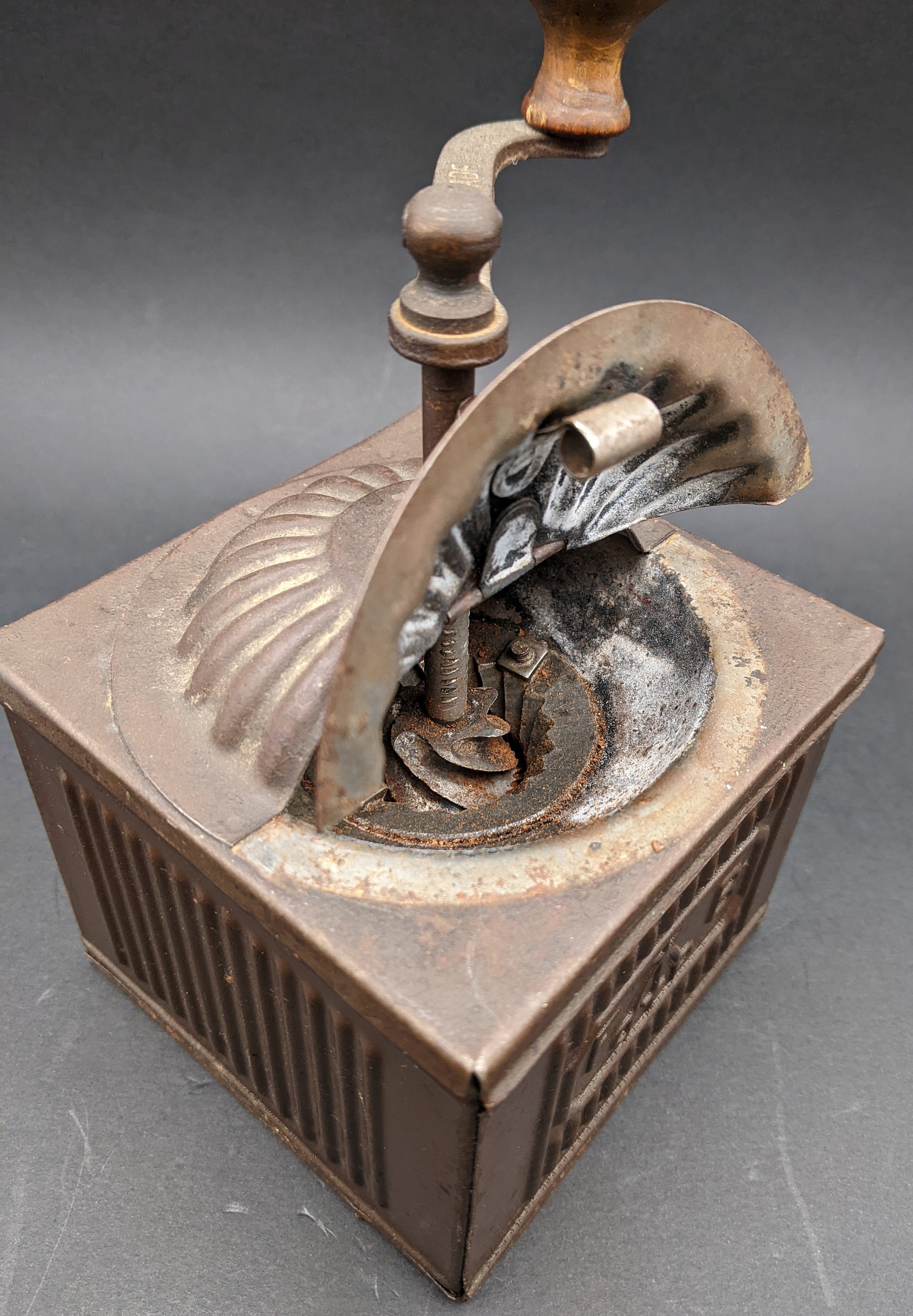 1930's Italian 'tre Spade' Metal Coffee Grinder, 'F B' Fratelli