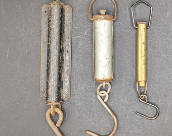 Vintage SALTER Hanging Scales X 3, Made in England Brass and Metal