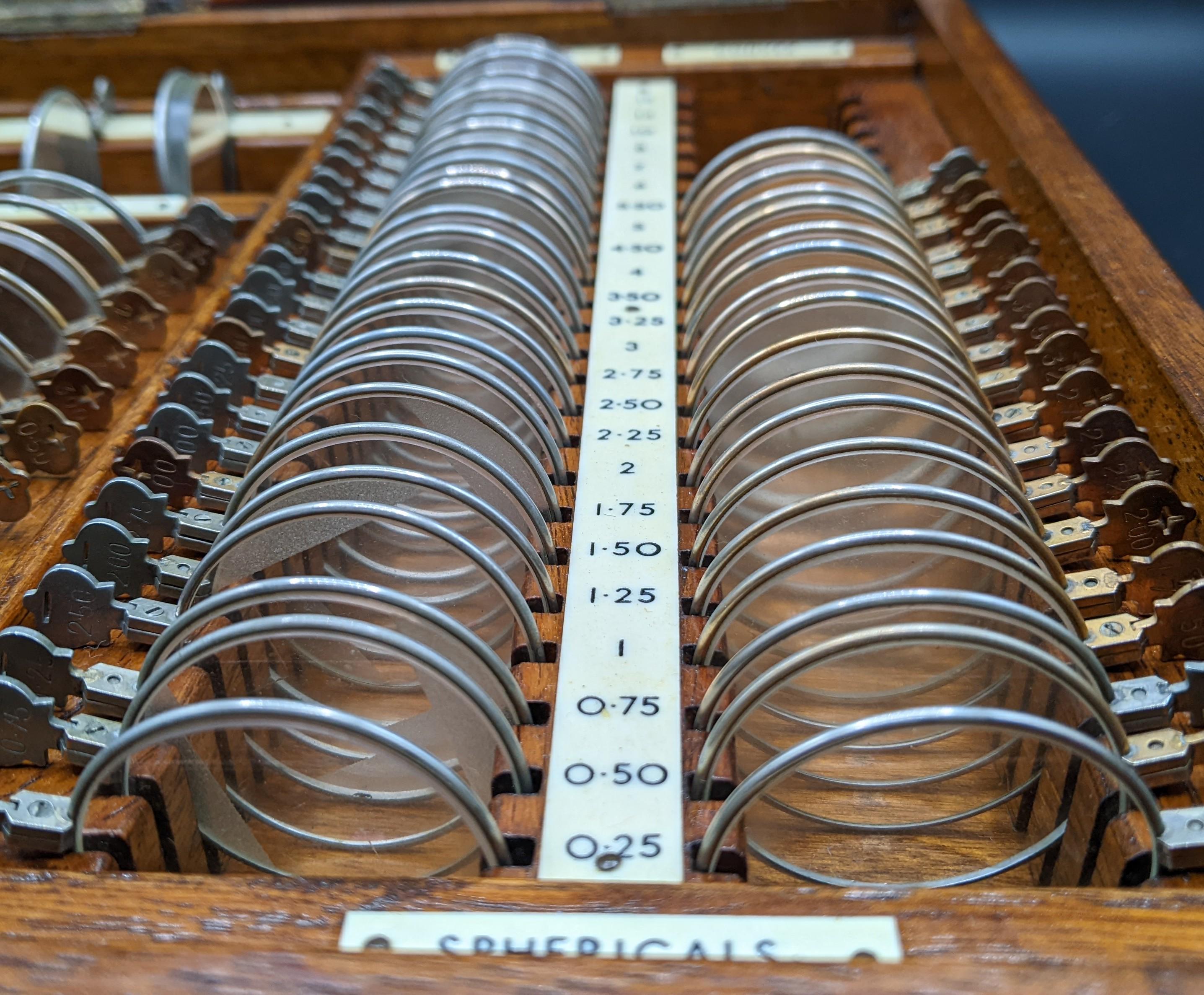 Optometry Gift Box Antique OPTOMETRIST Set in Original Wooden Box, Optician's Testing Lens ...