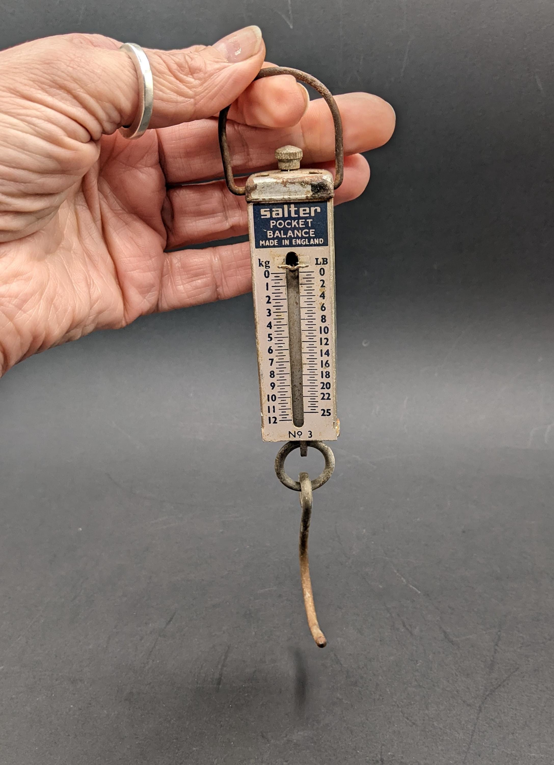 Vintage SALTER Hanging Scales X 3, Made in England Brass and Metal