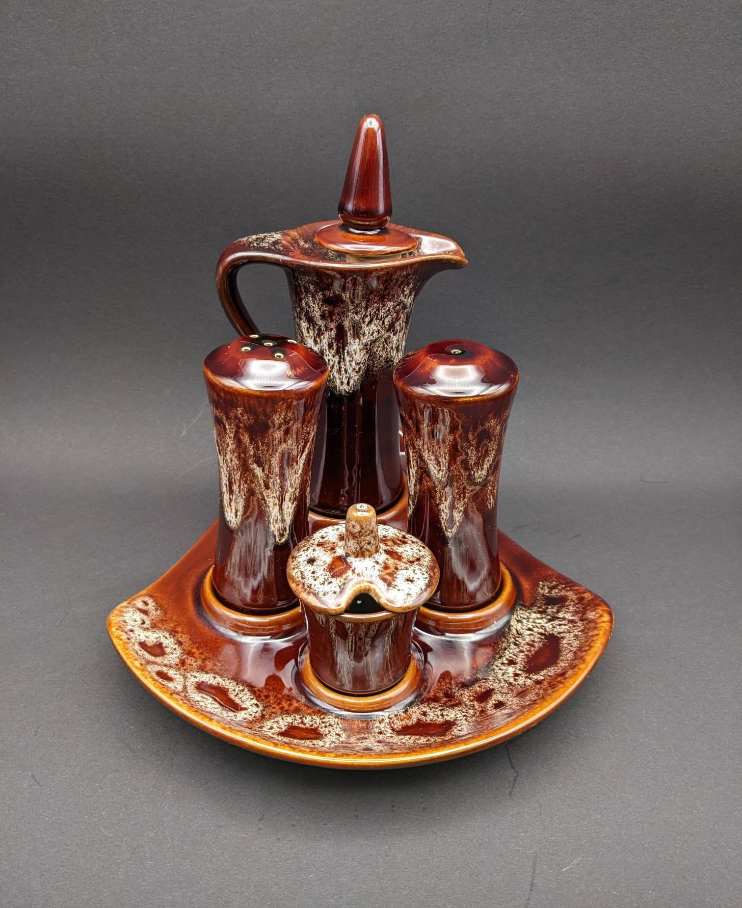 KERNEWEK GOONHAVERN Pottery Cruet Set Vintage Cornwall Drip Etsy UK