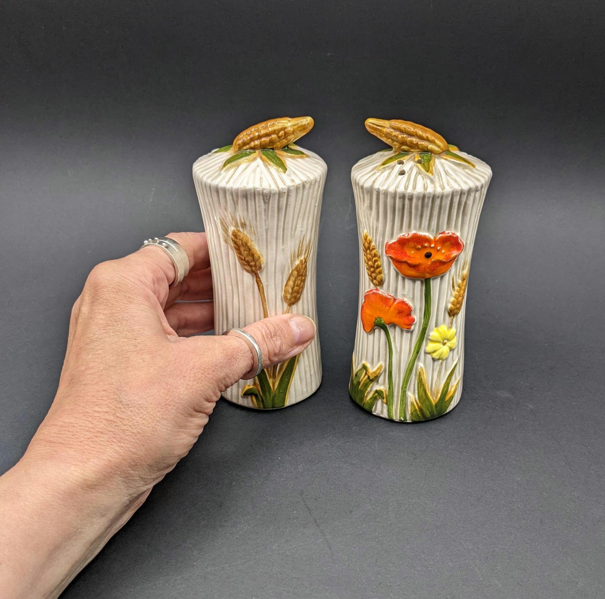 LEFTON Japan Salt and Pepper Shakers, Wheat and Poppy Relief