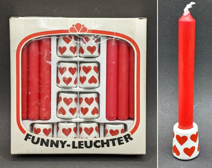1970's German Mini Candleholders and Candles X 10 From Iconic 'FUNNY
