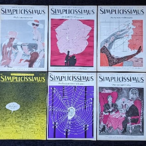 SIMPLICISSIMUS, 10 Exemplare Kultiges Satirisches Deutsches Magazin, Illustrierte Politische Satire 1963 Aug-Okt, Sammlerstück Pappicissimus Ephemera.