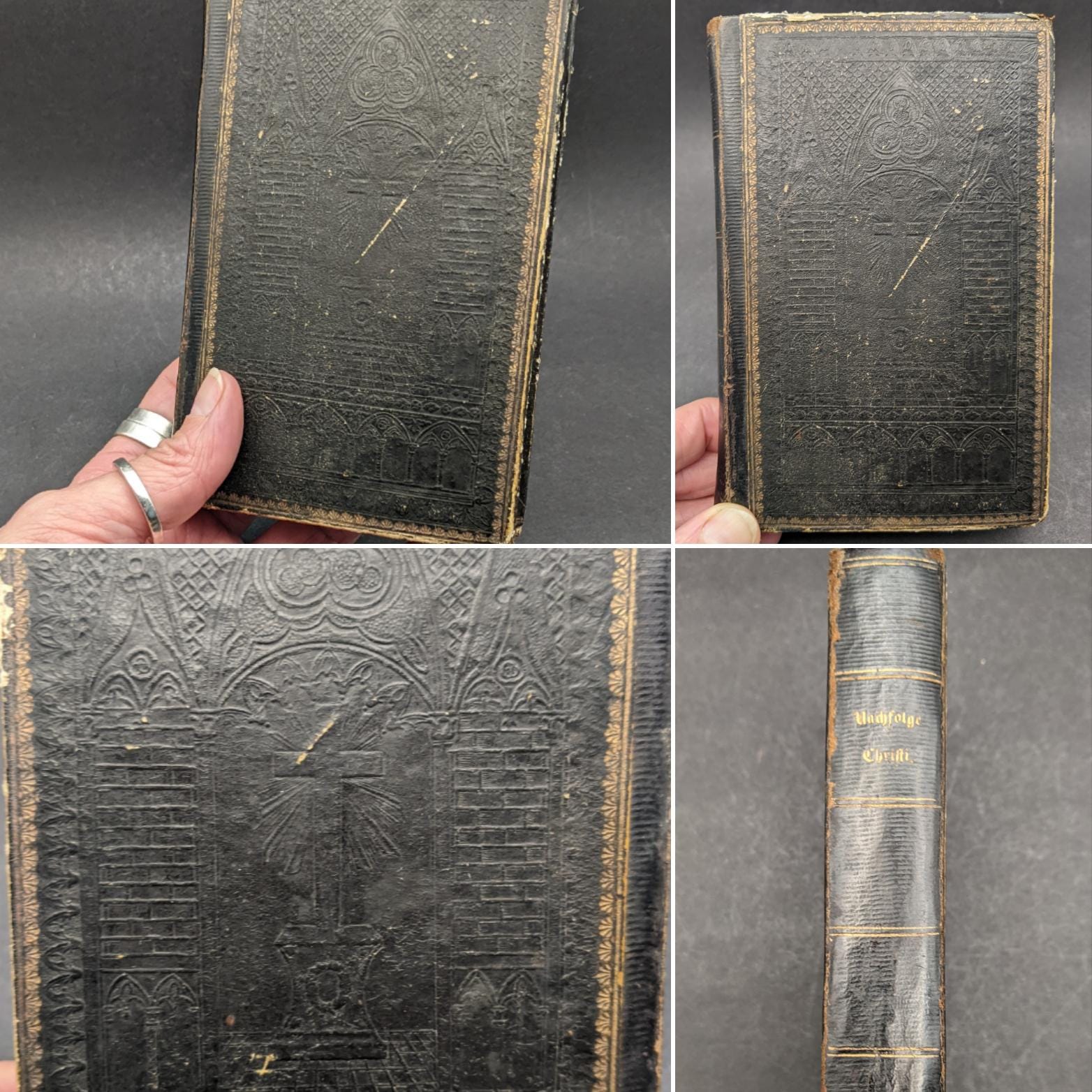 19世紀ドイツの宗教書、2冊のアンティーク祈祷書/宗教書、革装本、1800