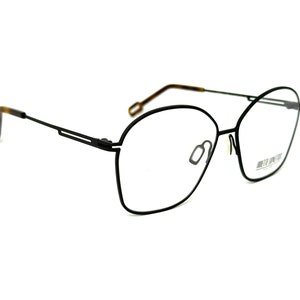 Puede incluir: Gafas de metal negro con marco cuadrado redondeado. Las gafas tienen un marco fino de metal y lentes transparentes.