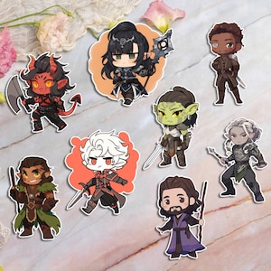 Baldur&#39;s Gate III Character Stickers - Set of 8 BG 3 Companion Astarion Shadowheart Lae&#39;zel Karlach Minthara Halsin Wyll Gale