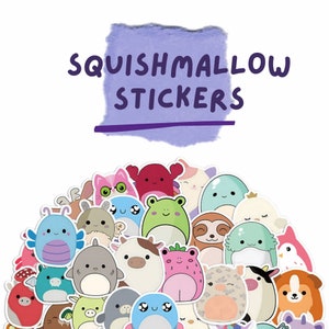 Juego de 52 pegatinas de Squishmallow - 7 cm cada una - Empaquetadas en 14 cm x 9 cm