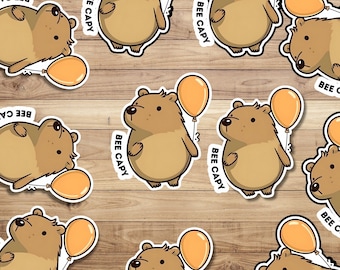 Whimsical Capybara Sticker Set - Cute Vinyl Laptop Labels, Meme Tags, Car Decals, Stationery, Watercolor Art, Die Cut, Party Supplies