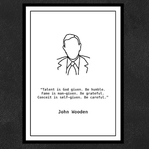 John Wooden - Talent is God given. Be humble. Fame is man-given. Be grateful. Conceit is self-given. Be careful.