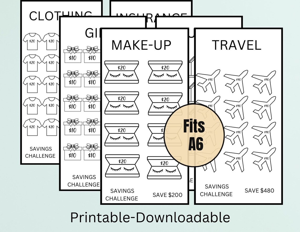 Savings Challenge Printable Savings Challenge Bundle A6 - Etsy