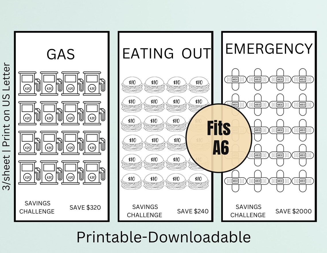 Savings Challenge Printable Savings Challenge Bundle A6 - Etsy