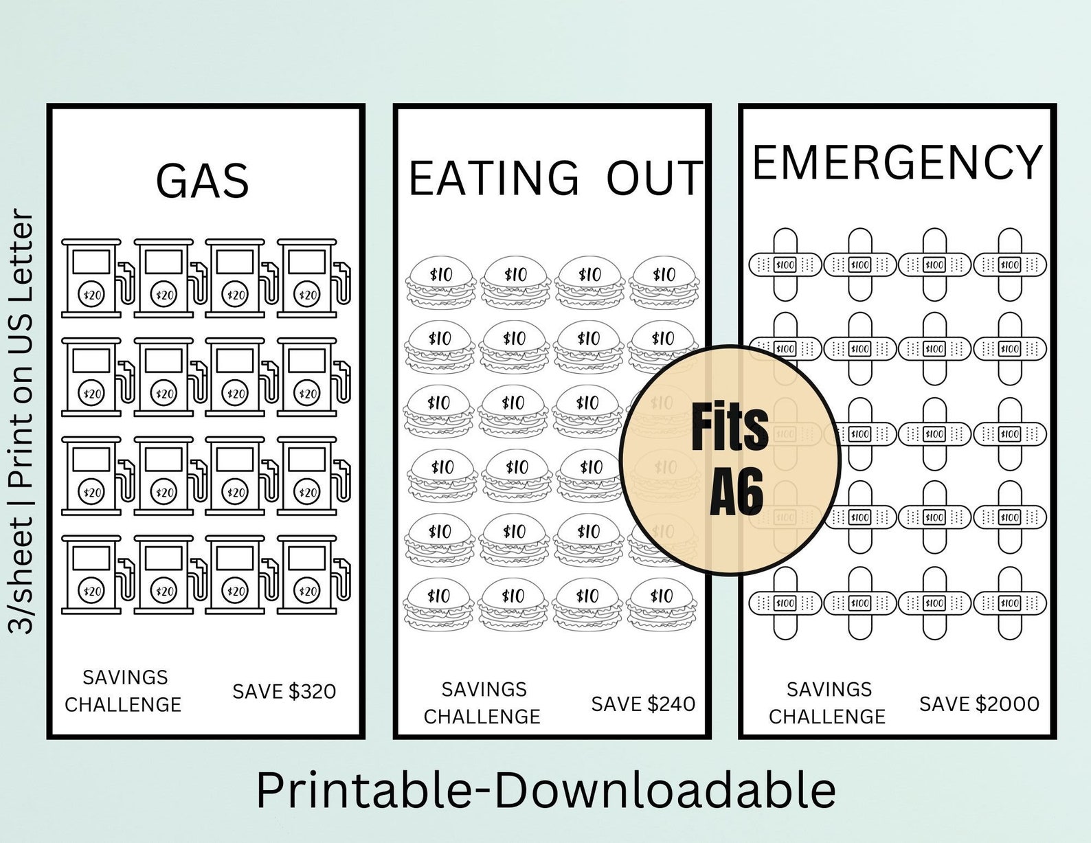 Savings Challenge Printable Savings Challenge Bundle A6 - Etsy