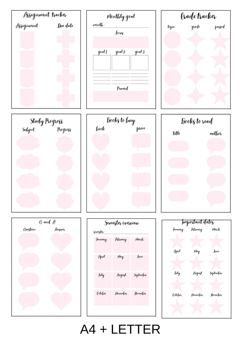 Student Planner Printable Pack, Study Planner, School and College ...