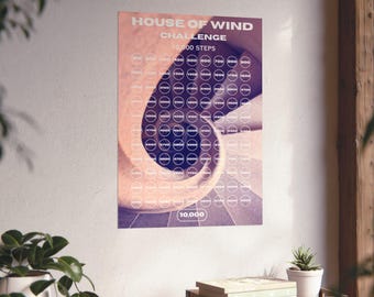 Plakat wyzwania „10 000 kroków” w Domu Wiatru, sztuka walkirii Nesty Archeron