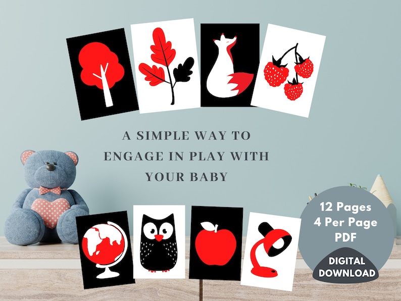High Contrast Baby Sensory Flash Cards, Baby Sensory Black & White
